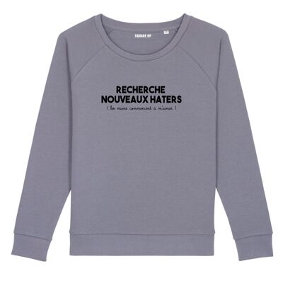 Sweatshirt "Looking for new haters" - Woman - Color Lavender
