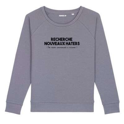 Sweat "Recherche nouveaux haters" - Femme - Couleur Lavande