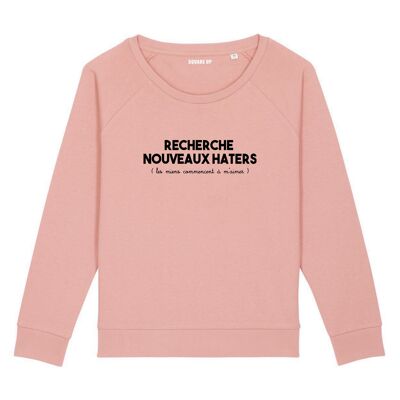 Sweatshirt "Looking for new haters" - Damen - Farbe Canyon pink