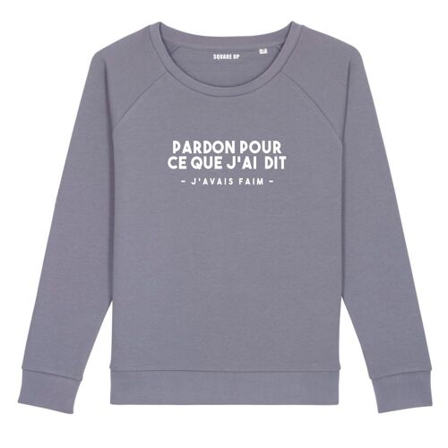 Sweat "Pardon pour ce que j'ai dit j'avais faim" - Femme - Couleur Lavande