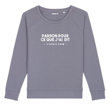 Sweat "Pardon pour ce que j'ai dit j'avais faim" - Femme - Couleur Lavande