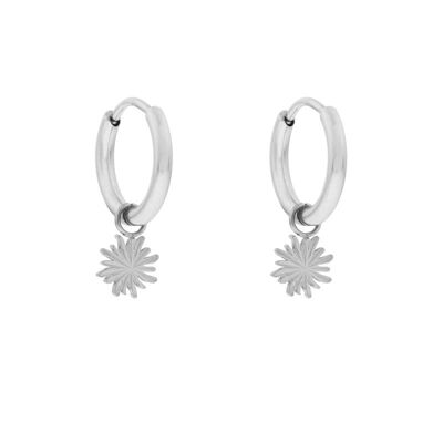 Earrings minimalistic flamed sun - silver
