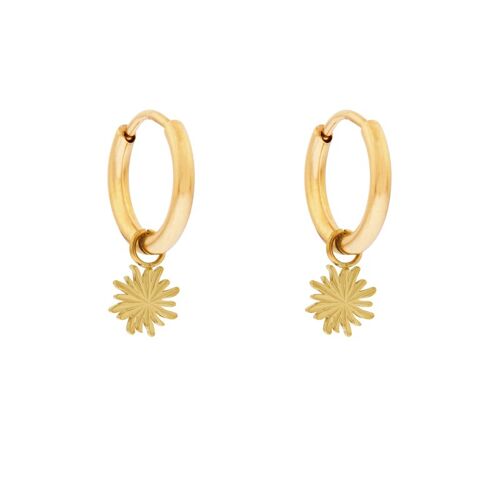 Earrings minimalistic flamed sun - gold