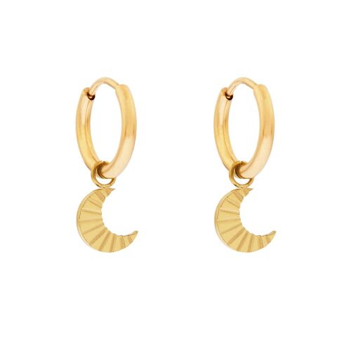 Earrings minimalistic flamed moon - gold