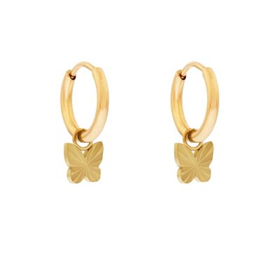 Earrings minimalistic flamed butterfly - gold