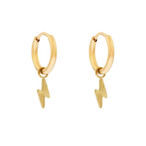 Earrings minimalistic flamed lightning - gold