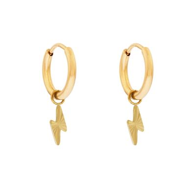 Earrings minimalistic flamed lightning - gold