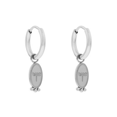 Earrings minimalistic dragonfly - silver