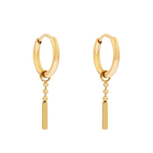 Earrings minimalistic dots with bar - gold