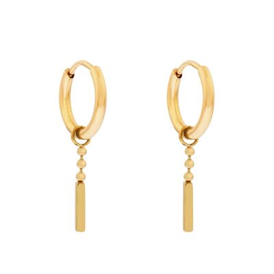 Earrings minimalistic dots with bar - gold