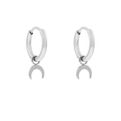 Earrings minimalistic horn - silver
