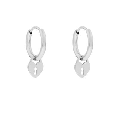Earrings minimalistic lock - silver