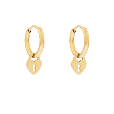 Earrings minimalistic lock - gold