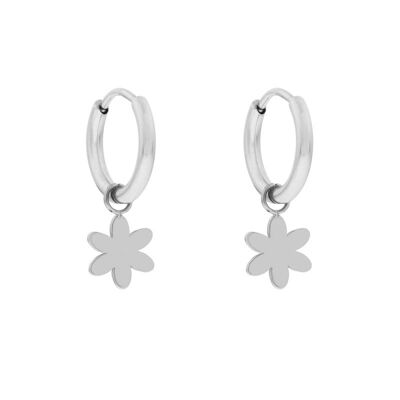 Earrings minimalistic flower - silver