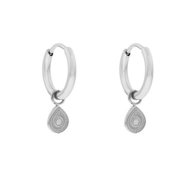 Earrings minimalistic drop figure - silver
