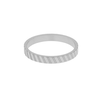 Ring fine stripes tilted - size 16 - silver
