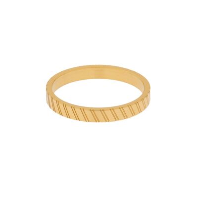 Ring fine stripes tilted - size 16 - gold