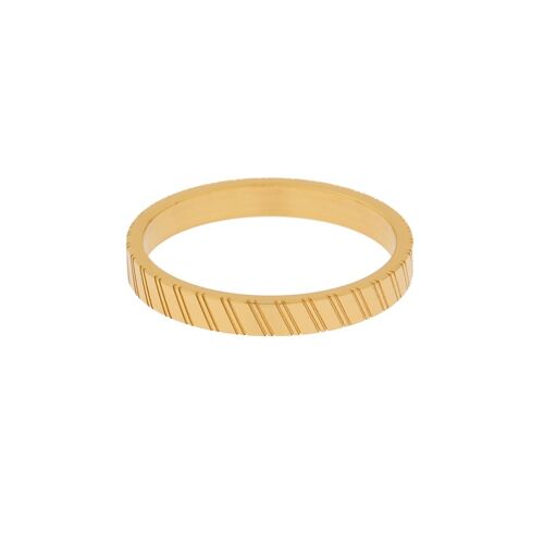 Ring fine stripes tilted - size 17 - gold