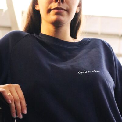 Sweatshirt "Fuck smooth skin" - Damen - Farbe Marineblau