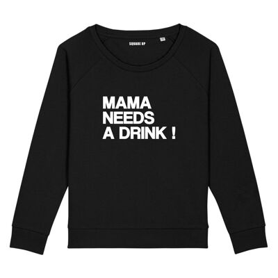 Felpa "Mamma ha bisogno di un drink" - Donna - Colore Nero