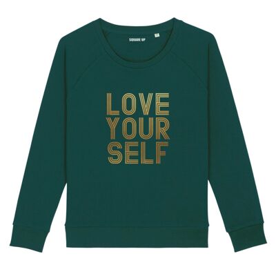 Sweatshirt "Love Yourself" - Damen - Farbe Flaschengrün