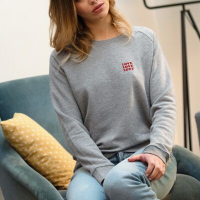 Sweatshirt "love love love" - Damen - Farbe Heather Grey