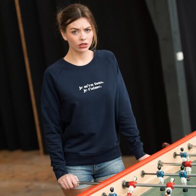 Sweatshirt "I don't care I love you" - Women - Color Navy Blue