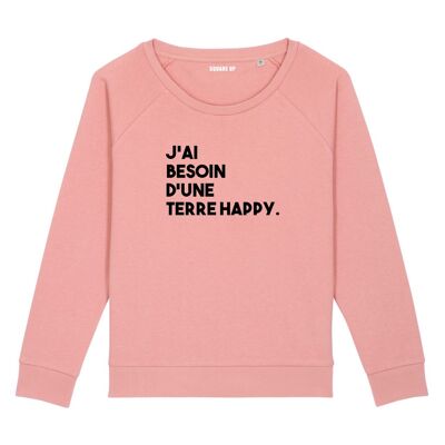Sweatshirt "I need a happy land" - Damen - Farbe Canyon pink