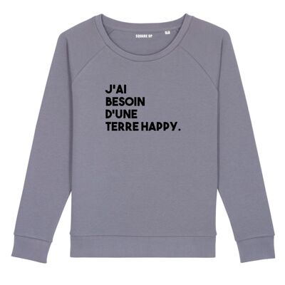 Sweatshirt "I need a happy land" - Damen - Farbe Lavendel