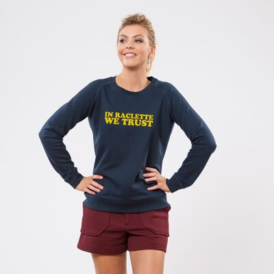 Sweatshirt "In raclette we trust" - Damen - Farbe Marineblau