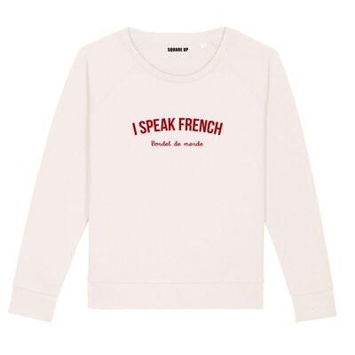 Felpa "I speak French (bordel de merde) - Donna - Colore Crema