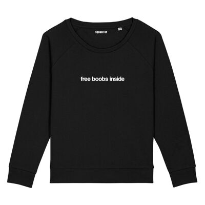 Sweatshirt "Free boobs inside" - Damen - Farbe Schwarz