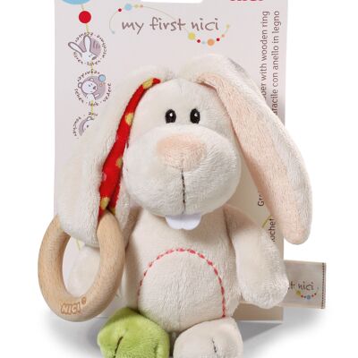 Tilli rabbit grabbing toy 15cm with wooden ring