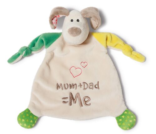 Schmusetuch Hund "Mum+Dad=Me" 25x25cm