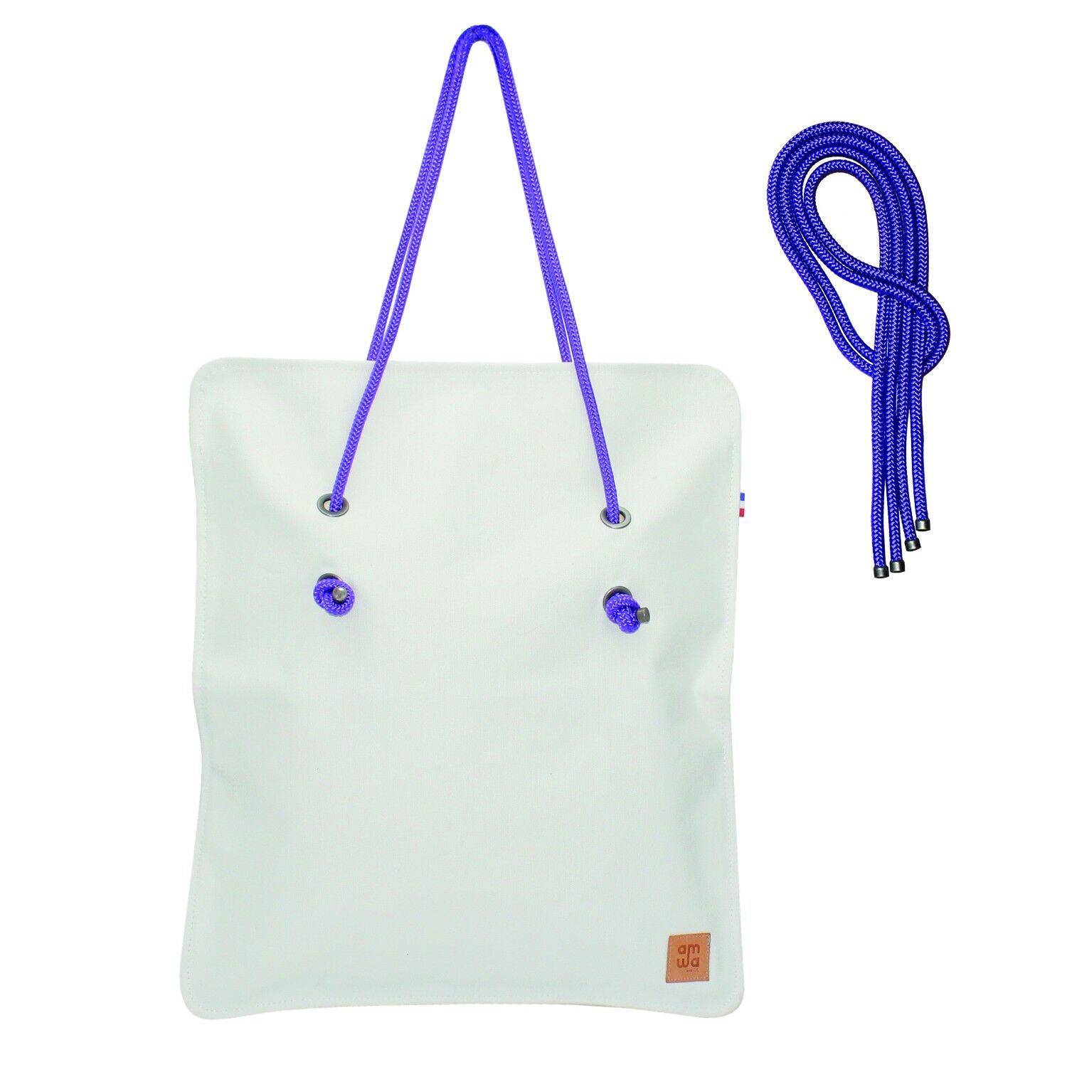 BORSA LENA TELA BIANCO OTTICO - MANICO DUO VIOLA ACIDO