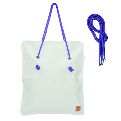 LENA BAG OPTICAL WHITE CANVAS - ACID PURPLE DUO HANDLE