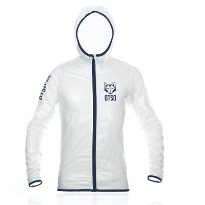 CHAQUETA IMPERMEABLE UNISEX BLANCO Y AZUL MARINO