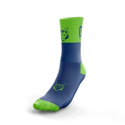 Chaussettes multisports medium bleu électrique/vert fluo - OTSO