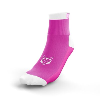 Calcetines bajos multideporte rosa neón/blanco - OTSO