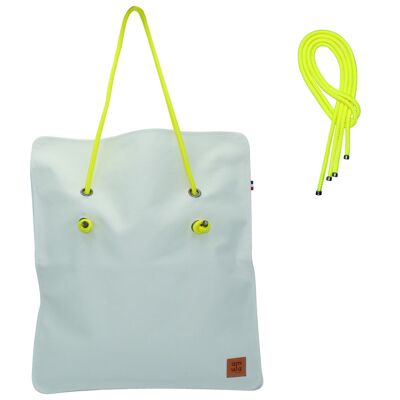 BOLSO LENA LONA BLANCO ÓPTICO - asa AMARILLO FLASHY