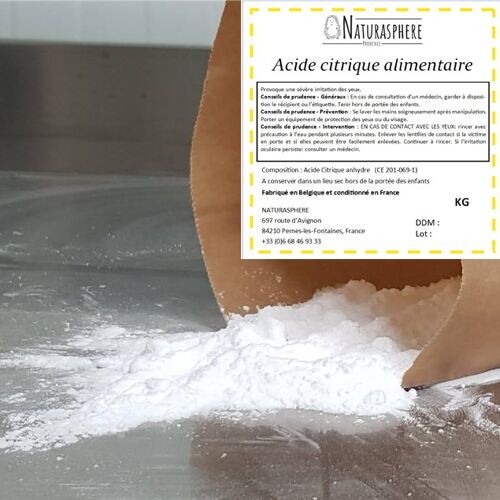 Acide Citrique alimentaire 10 kg 🍋 - pour vrac - avec étiquettes