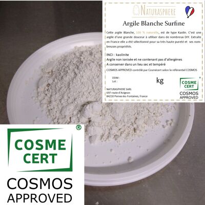 Superfine White Clay 5 kg COSMOS für lose mit Etiketten
