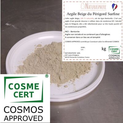 Arcilla beige de Perigord Surfine 5 kg COSMOS a granel con etiquetas