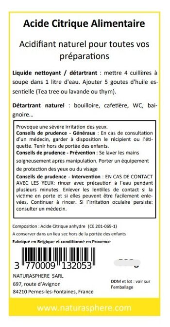 Acide Citrique alimentaire 500 g 🍋 2