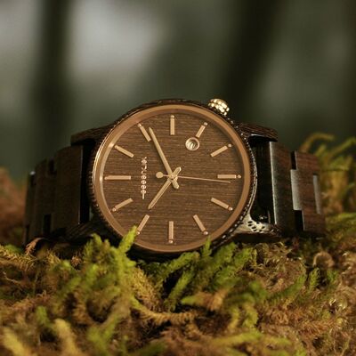 Elegant ebony men's wood watch