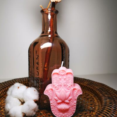 Candela Hamsa in cera di soia | candele vegane e senza parabeni | idee regalo di inaugurazione della casa | regalo per lei | candele spirituali fatte a mano | Candele decorative profumate rosa