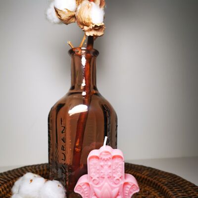 Sojawachs Hamsa Handkerze | vegane & parabenfreie Kerzen | Einweihungsgeschenkideen | Geschenk für sie | spirituelle handgefertigte Kerzen | Dekorative Duftkerzen – rosa