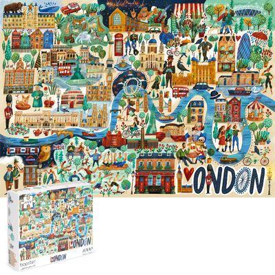 bopster London Illustrated Jigsaw Puzzle - 1000 Piece - London Gift and Souvenir