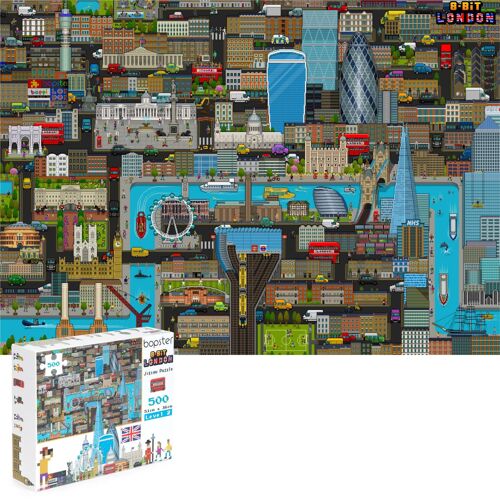 bopster London 8-bit Pixel Jigsaw Puzzle - 500 Piece - London Gift and Souvenir