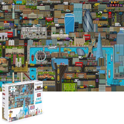 bopster London 8-bit Pixel Jigsaw Puzzle - 180 Piece - London Gift and Souvenir